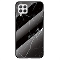 Marble Series Samsung Galaxy A22 4G Gehard Glas Case - Zwart