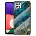 Marble Series Samsung Galaxy A22 4G Gehard Glas Case - Groen