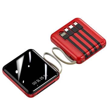 Mini Powerbank 20000mAh - 2x USB, Lightning, USB-C, MicroUSB - Rood