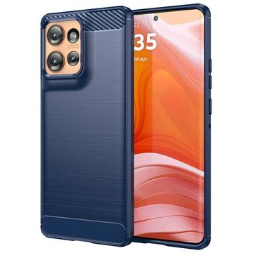 Motorola Edge 50 Geborsteld TPU Hoesje - Koolstofvezel - Blauw