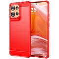 Motorola Edge 50 Geborsteld TPU Hoesje - Koolstofvezel - Rood
