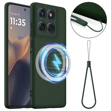 Motorola Edge 60 Pro Liquid Siliconen Hoesje - MagSafe Compatibel - Donkergroen