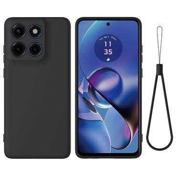 Motorola Edge 60 Stylus Vloeibare siliconen hoesje met polsbandje - Zwart