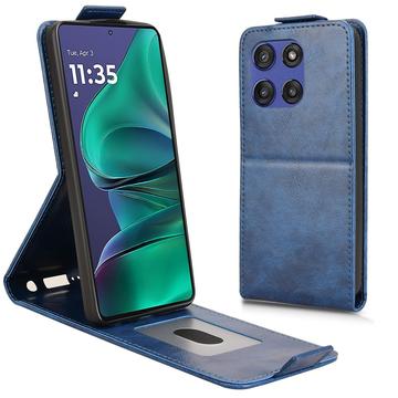 Motorola Edge 60 Stylus Verticale Flip Hoesje met Standaard - Donkerblauw