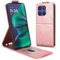 Motorola Edge 60 Stylus Verticale Flip Hoesje met standaard - Roségoud