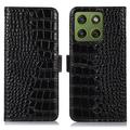 Motorola Edge 70 Crocodile Series Wallet Leren Hoesje met RFID - Zwart
