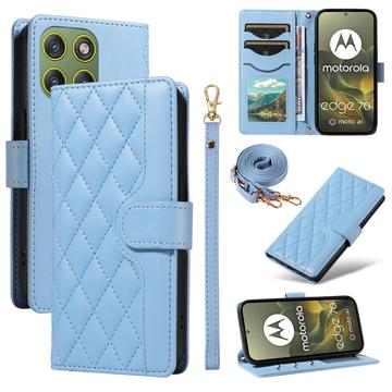 Motorola Edge 70 Luxe Gewatteerd Portemonnee Hoesje - Blauw