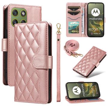 Motorola Edge 70 Luxe Gewatteerd Portemonnee Hoesje - Roségoud