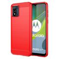 Motorola Moto E13 Geborsteld TPU Hoesje - Koolstofvezel (Geopende verpakking - Uitstekend) - Rood