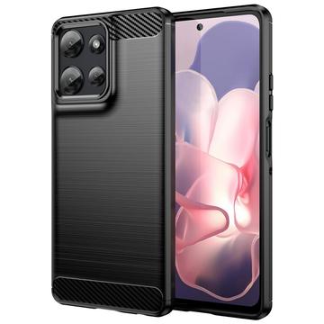 Motorola Moto G Power (2025) Geborsteld TPU Hoesje - Koolstofvezel - Zwart