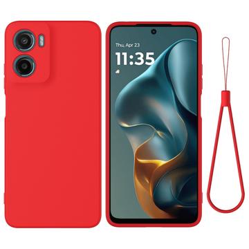 Motorola Moto G05/E15 Vloeibare siliconen hoesje met polsbandje - Rood