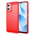 Motorola Moto G06/G06 Power Geborsteld TPU Hoesje - Koolstofvezel - Rood