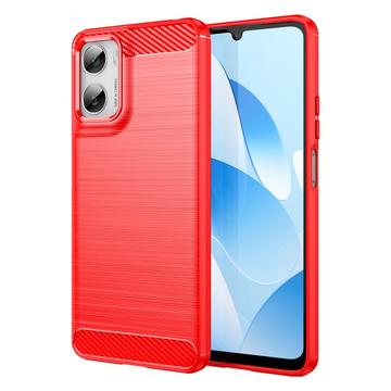 Motorola Moto G06/G06 Power Geborsteld TPU Hoesje - Koolstofvezel - Rood
