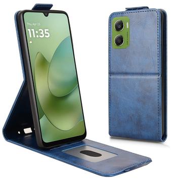 Motorola Moto G06/G06 Power Verticale Flip Hoesje met Standaard - Donkerblauw