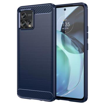 Motorola Moto G72 Geborsteld TPU Hoesje - Koolstofvezel - Blauw