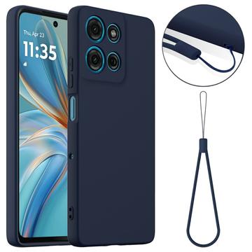 Motorola Moto G75 Liquid Siliconen Hoesje - MagSafe Compatibel - Donkerblauw