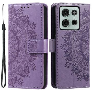 Motorola Moto G75 Mandala Series Wallet Case - Paars