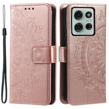 Motorola Moto G75 Mandala Series Portemonnee-hoesje - Rose Gold