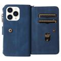 Multifunctionele serie iPhone 14 Pro Max Wallet Case - Blauw