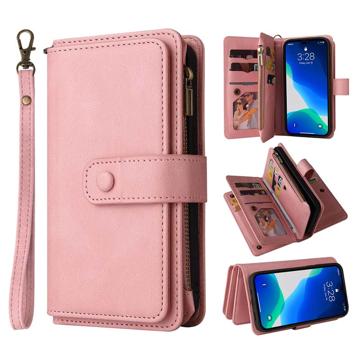 Multifunctionele serie iPhone 14 Pro Wallet Case - Roze