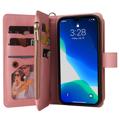 Multifunctionele serie iPhone 14 Pro Wallet Case - Roze