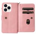 Multifunctionele serie iPhone 14 Pro Wallet Case - Roze