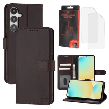 Samsung Galaxy S24 FE MyTPhone CardMate Leren Portemonnee Hoesje - Donkerbruin