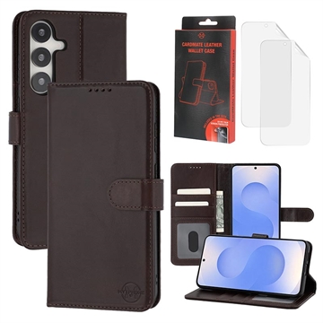 Samsung Galaxy S25+ MyTPhone CardMate Leren Portemonnee Hoesje - Donkerbruin