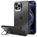 iPhone 12 Pro Max Hybrid Case met Verborgen Standaard - Zwart / Transparant