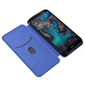 Nokia C1 Plus Flip Case - Koolstofvezel - Blauw