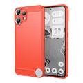 Nothing CMF Phone 2 Pro Geborsteld TPU Hoesje - Koolstofvezel - Rood