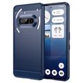 Nothing Phone (3a) Geborsteld TPU Hoesje - Koolstofvezel - Blauw