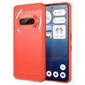 Nothing Phone (3a) Geborsteld TPU Hoesje - Koolstofvezel - Rood