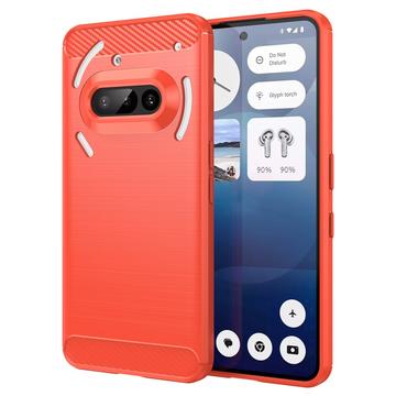 Nothing Phone (3a) Geborsteld TPU Hoesje - Koolstofvezel - Rood