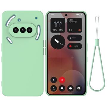 Nothing Phone (3a) Vloeibare siliconen hoesje met polsbandje - Groen