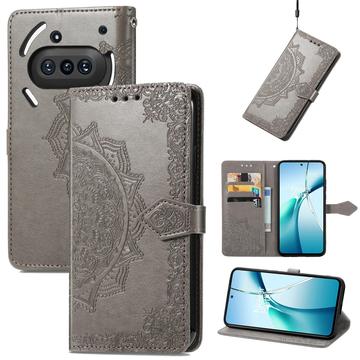 Nothing Phone (3a) Mandala Series Portemonnee-hoesje - Grijs