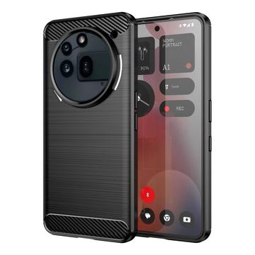 Nothing Phone (3a) Pro Geborsteld TPU Hoesje - Koolstofvezel - Zwart