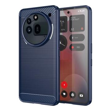 Nothing Phone (3a) Pro Geborsteld TPU Hoesje - Koolstofvezel - Blauw