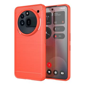 Nothing Phone (3a) Pro Geborsteld TPU Hoesje - Koolstofvezel - Rood