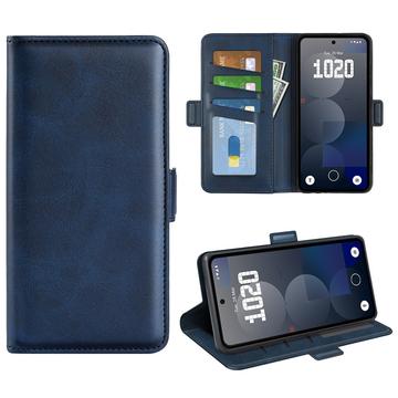 Nothing Phone (3a) Pro Portemonnee Hoesje met Magnetische Sluiting - Kalf Textuur - Blauw