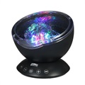 Ocean Wave-projector met kleurrijk LED-nachtlampje - zwart
