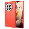 OnePlus 13 Geborsteld TPU Hoesje - Koolstofvezel - Rood