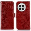 OnePlus 13 Crocodile Series Wallet Leren Hoesje met RFID - Rood