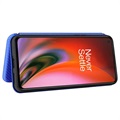 OnePlus Nord 2 5G Flip Case - Koolstofvezel - Blauw