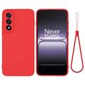 OnePlus Nord 5 Vloeibare siliconen hoesje met polsbandje - Rood
