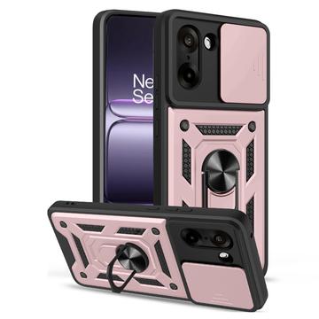 OnePlus Nord CE5 Roterende ring hybride hoesje met camera schild - Rose Gold