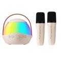 P9 Draagbare Kinder Karaoke Bluetooth Luidspreker met RGB & 2 Draadloze Microfoons - Beige