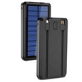 Psooo PS-158 Draadloze Solar Powerbank met Zaklamp - 10000mAh - Zwart
