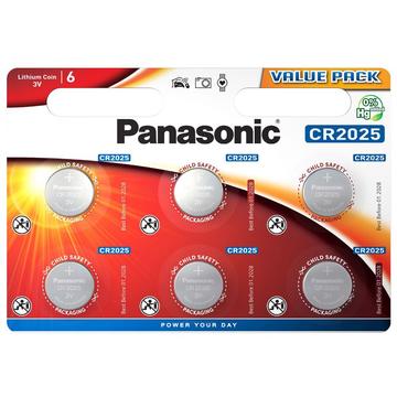 Panasonic Mini CR2025 Batterij 3V - 6 stuks.