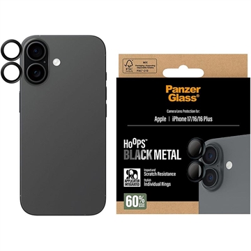 iPhone 17/16/16 Plus PanzerGlass Hoops Camera Lens Beschermer - Zwart